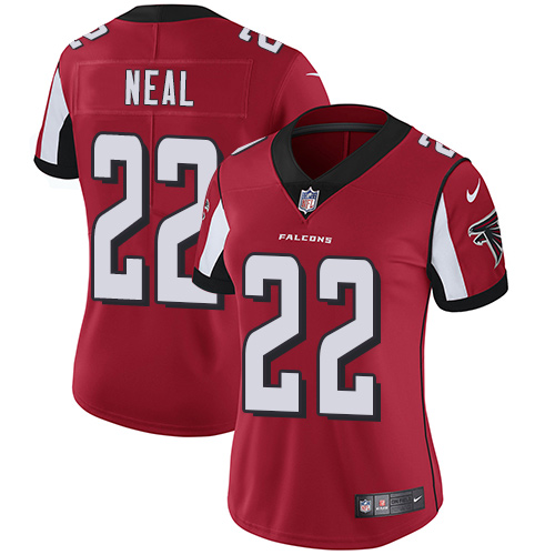 Nike Falcons #22 Keanu Neal Red Team Color Women's Stitched NFL Vapor Untouchable Limited Jersey - Click Image to Close